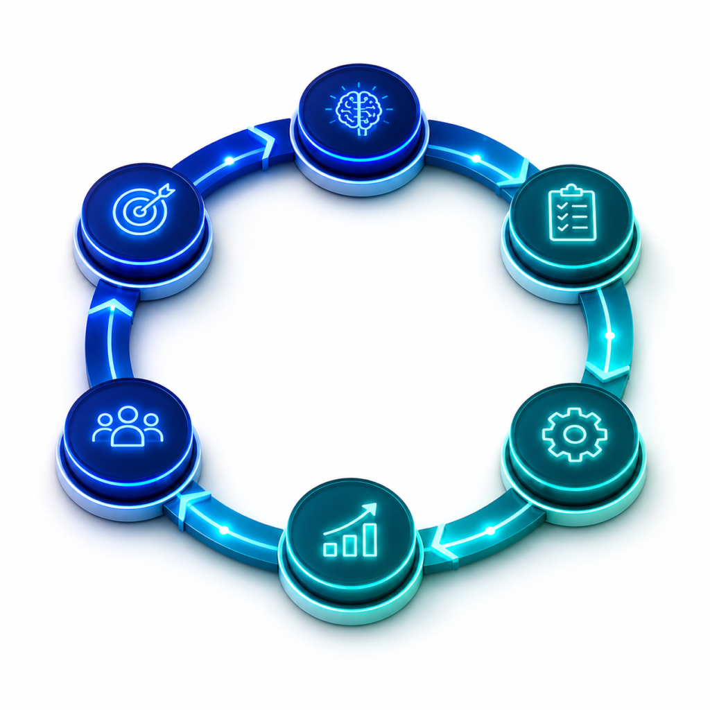 30-Day AI Content Creation System Strategy Flowchart and automated timeline cycle